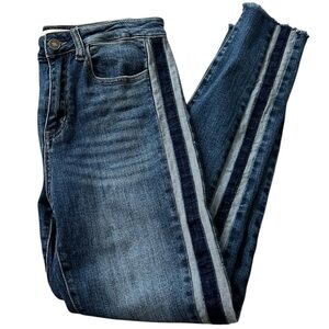 KanCan KC5179D Denim Jeans Dark Wash Distressed Stretch Side Stripe Womens 7/27